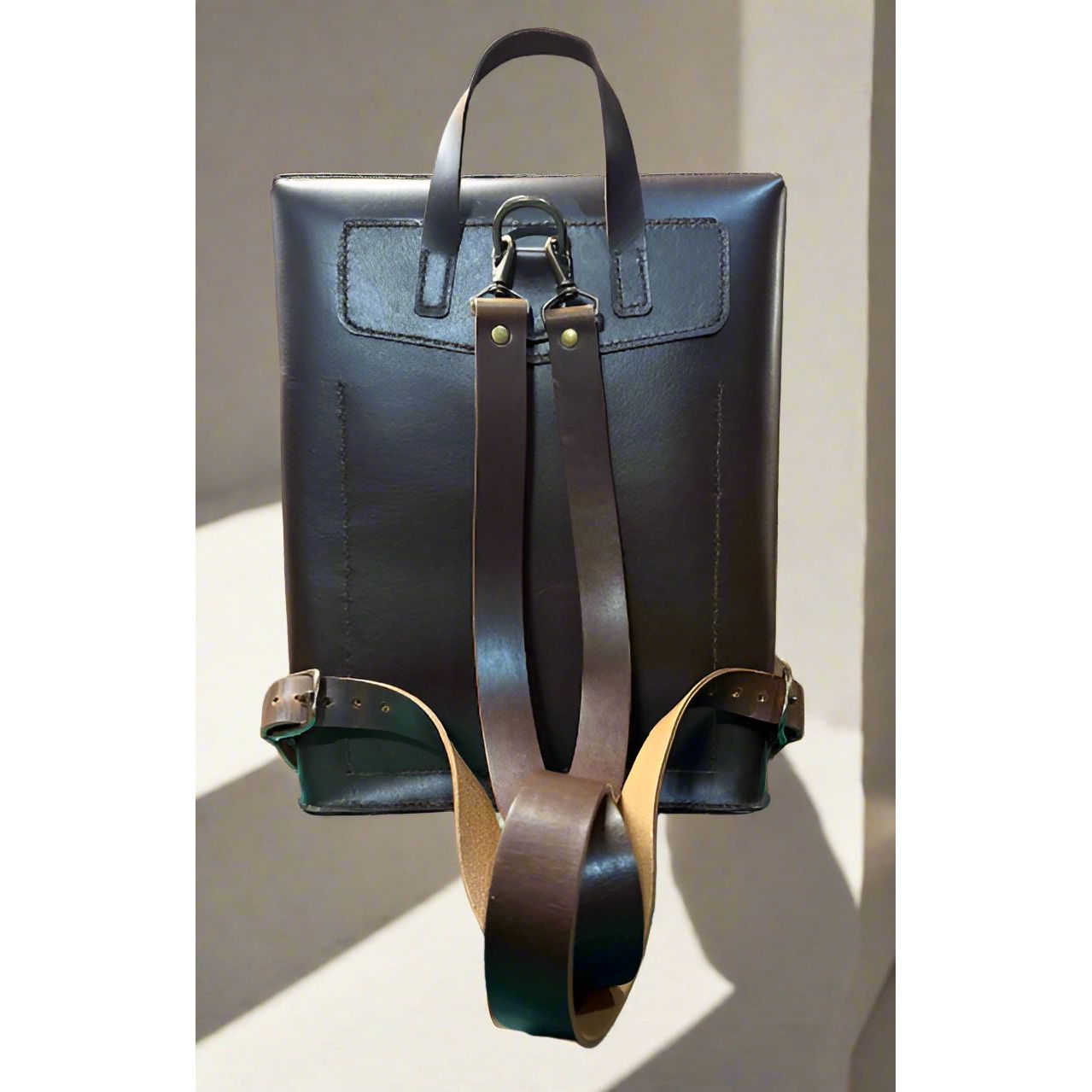Brown leather bag with a strap