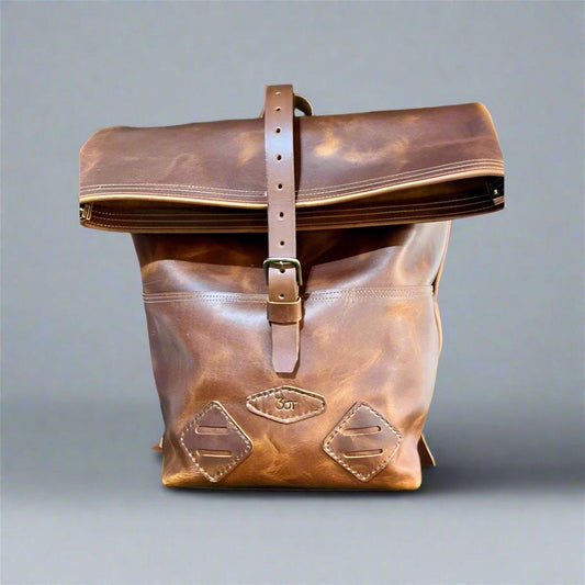 Leather Backpack, Leather Roll Top, Backpack