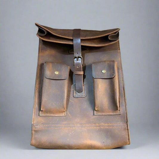 Leather Backpack, Leather Roll Top, Backpack