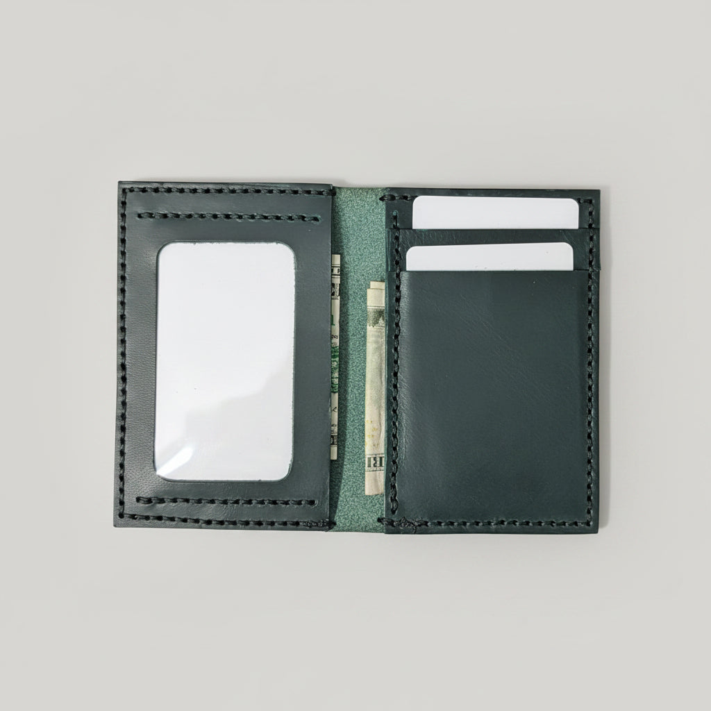 leather ID Wallet, leather wallet with window, id wallet