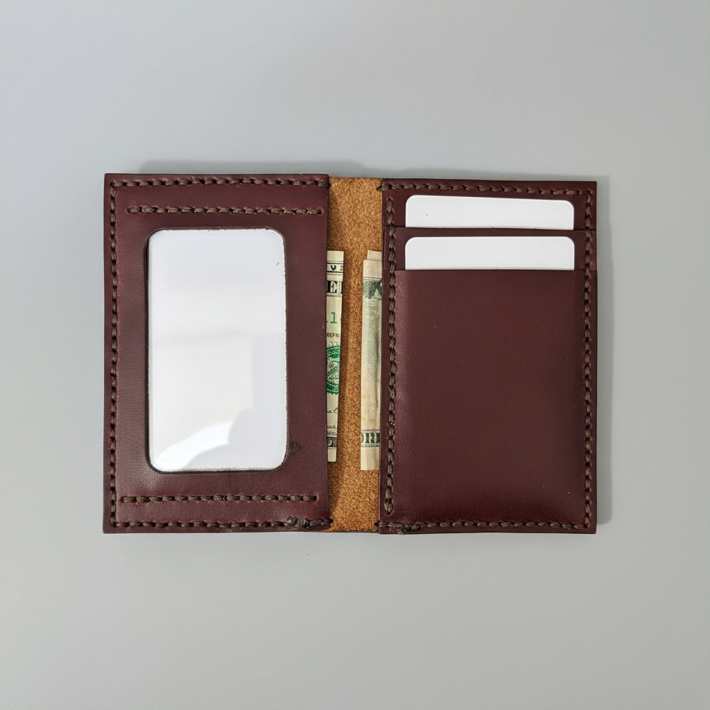 leather ID Wallet, leather wallet with window, id wallet