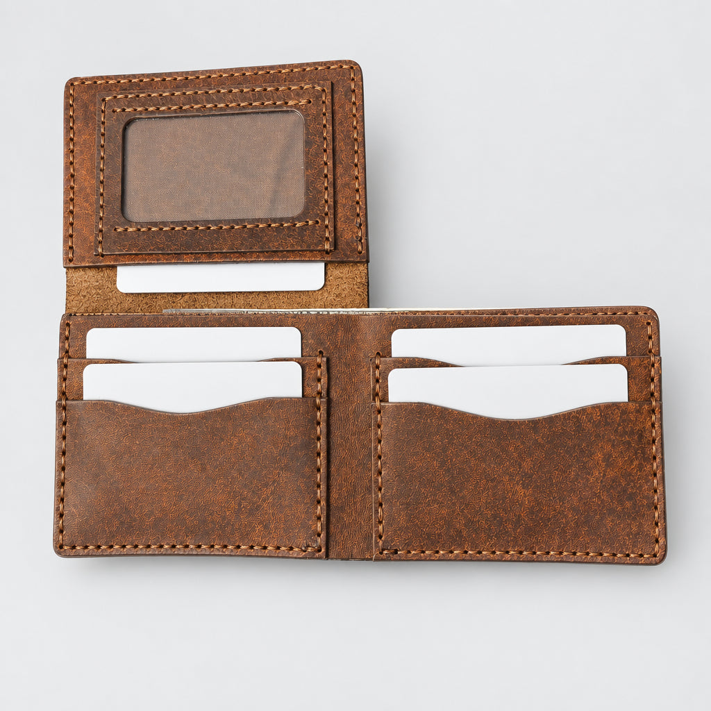 Leather Bifold Wallet, Wallet, Leather wallet, ID Window, L Shape