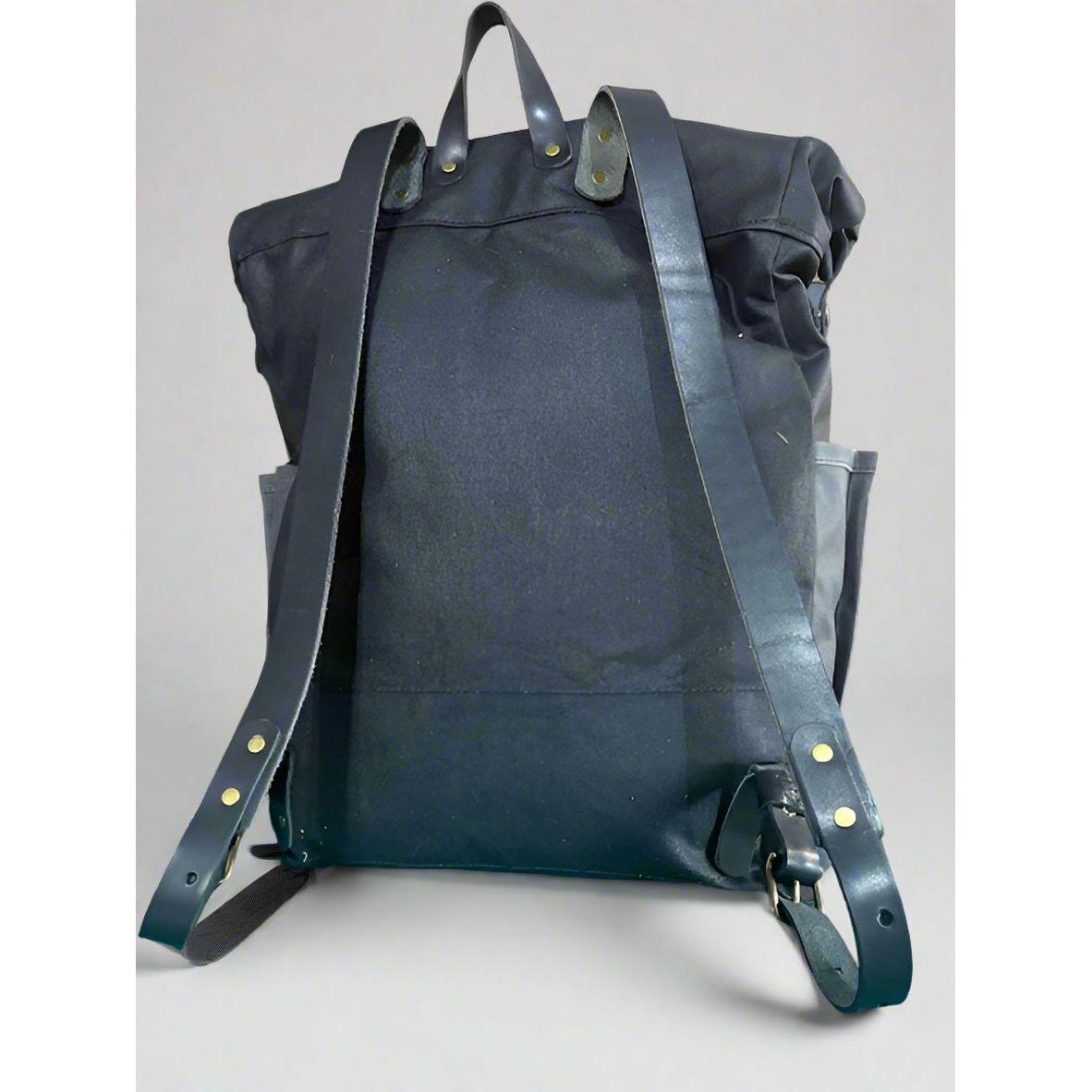 backpack, rolltop backpack, waxed canvas backpack, leather backpack,