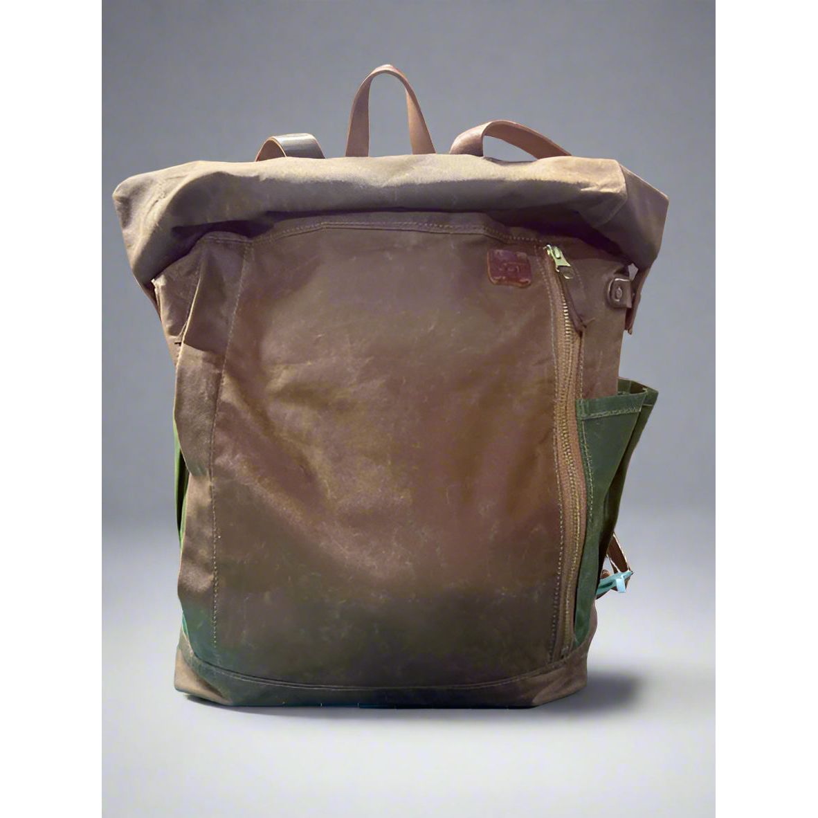 backpack, rolltop backpack, waxed canvas backpack, leather backpack,