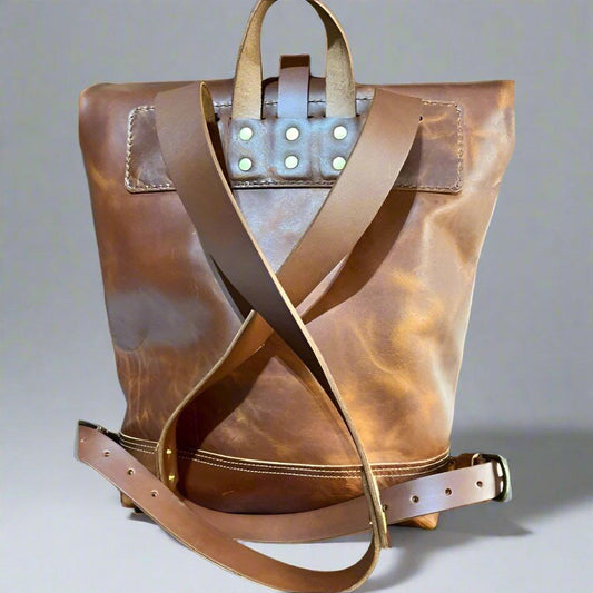 Leather Backpack, Leather Roll Top, Backpack